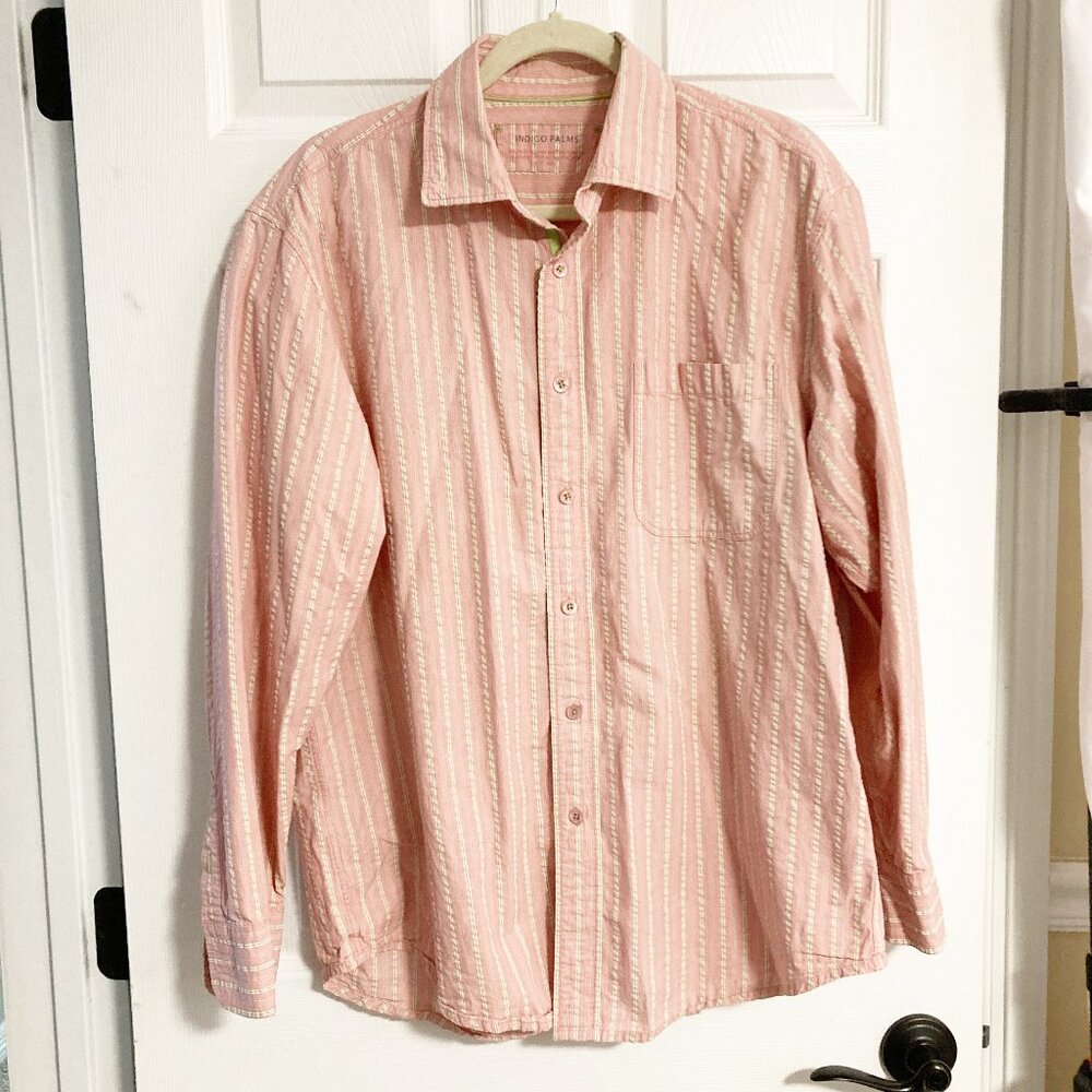 Tommy Bahama Indigo Palms 100% Cotton Button Down Shirt Size L